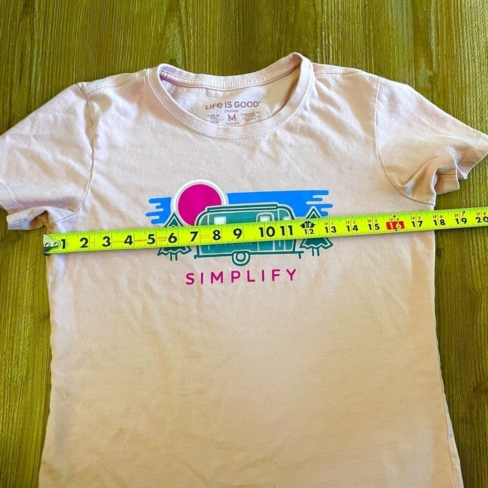 Life is Good Pink Graphic Simplify Pink T-Shirt Tee Size M - Picture 7 of 9